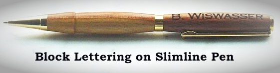 Block characters on a Slimline pen